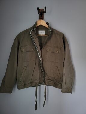 Lucky Brand Womens Size S Green Utility Jacket  Army Green Zipper